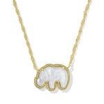 Kendra Scott Elephant Short Pendant Necklace | Gold | Light Gray MOP - Juli's Wearable Art