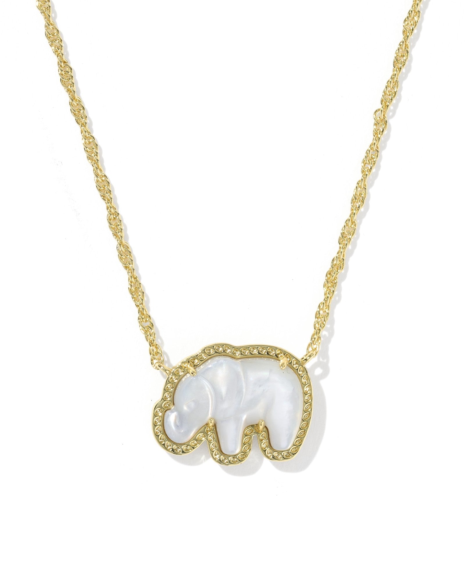 Kendra Scott Elephant Short Pendant Necklace | Gold | Light Gray MOP