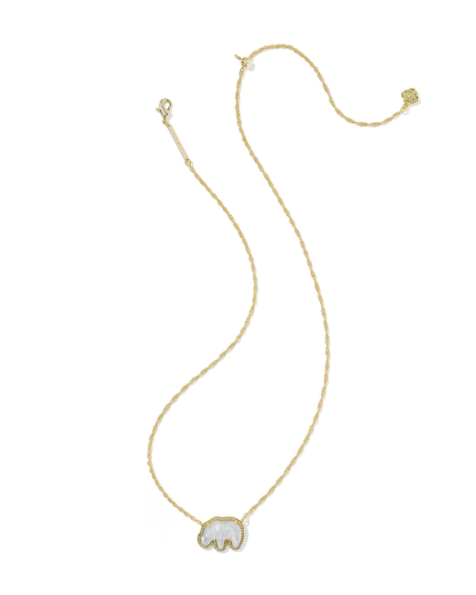 Kendra Scott Elephant Short Pendant Necklace | Gold | Light Gray MOP - Juli's Wearable Art