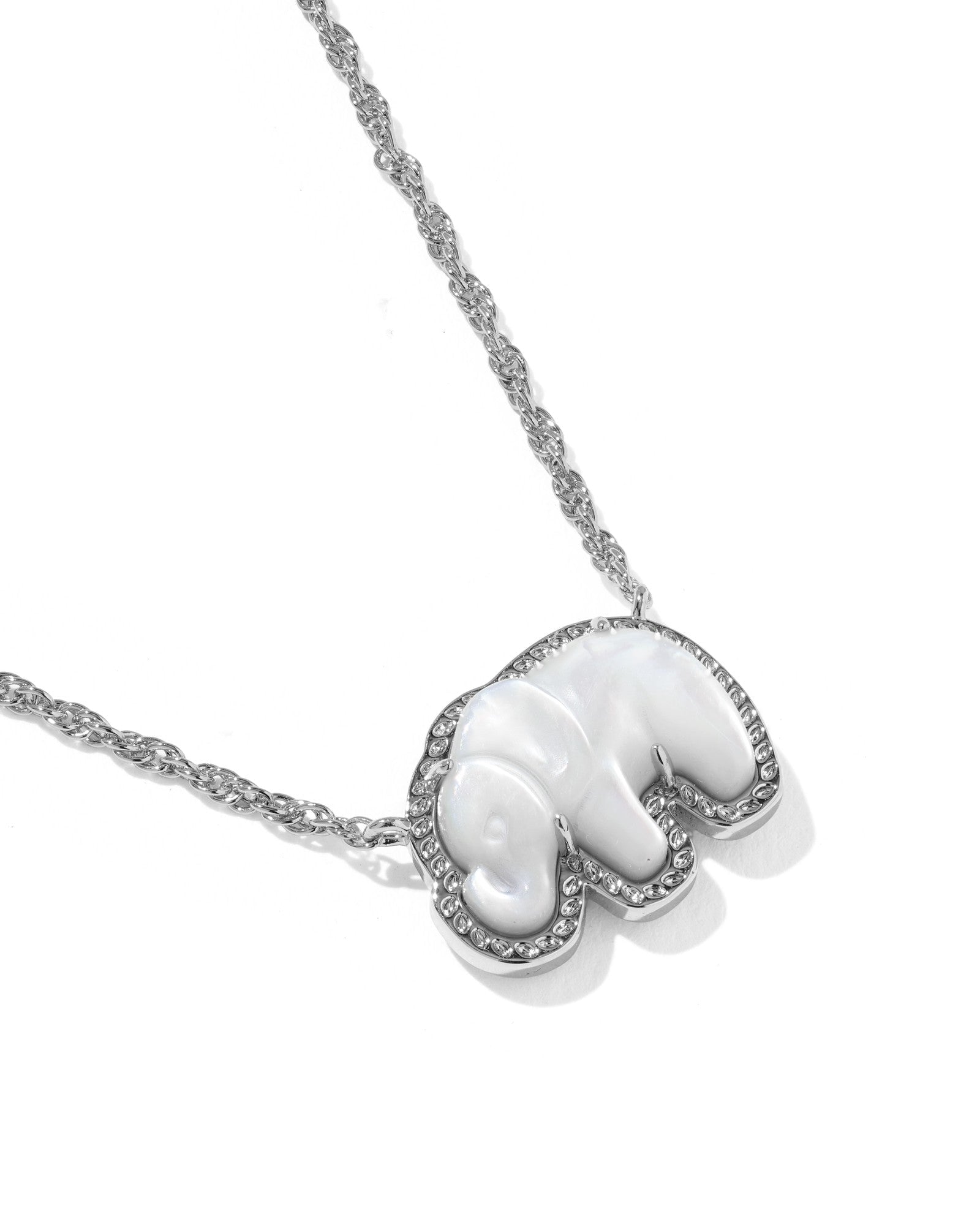 Kendra Scott Elephant Short Pendant Necklace | Silver | Light Gray MOP