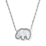Kendra Scott Elephant Short Pendant Necklace | Silver | Light Gray MOP - Juli's Wearable Art