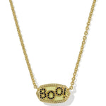 Kendra Scott Elisa Boo Short Pendant Necklace | Gold White Glow-in-the-Dark Glass | Reversible - Juli's Wearable Art