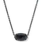 Kendra Scott Elisa Boo Short Pendant Necklace | Gunmetal Black Granite | Reversible - Juli's Wearable Art
