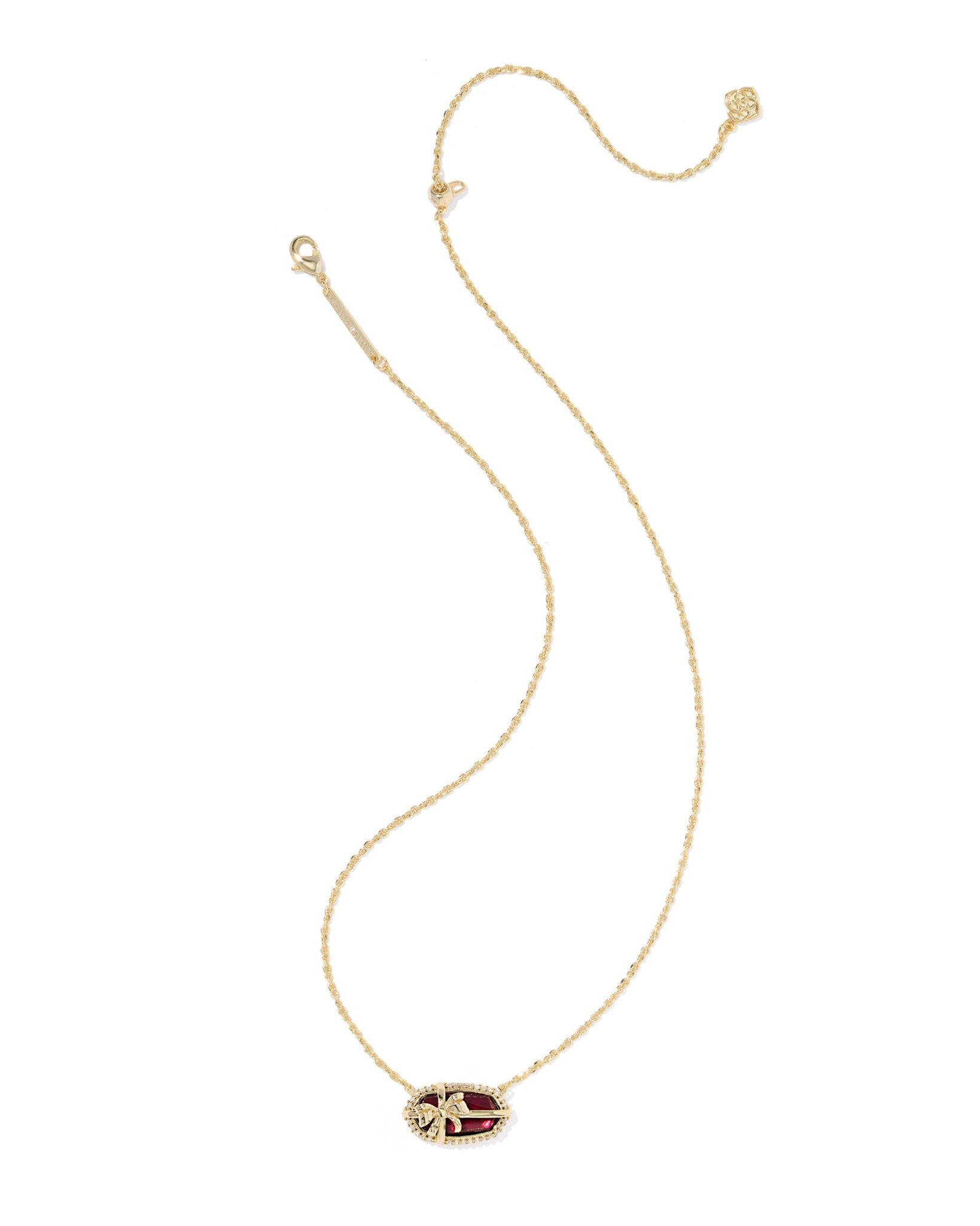 Kendra Scott Elisa Bow Short Pendant Necklace – Gold Dark Burgundy Illusion - Juli's Wearable Art