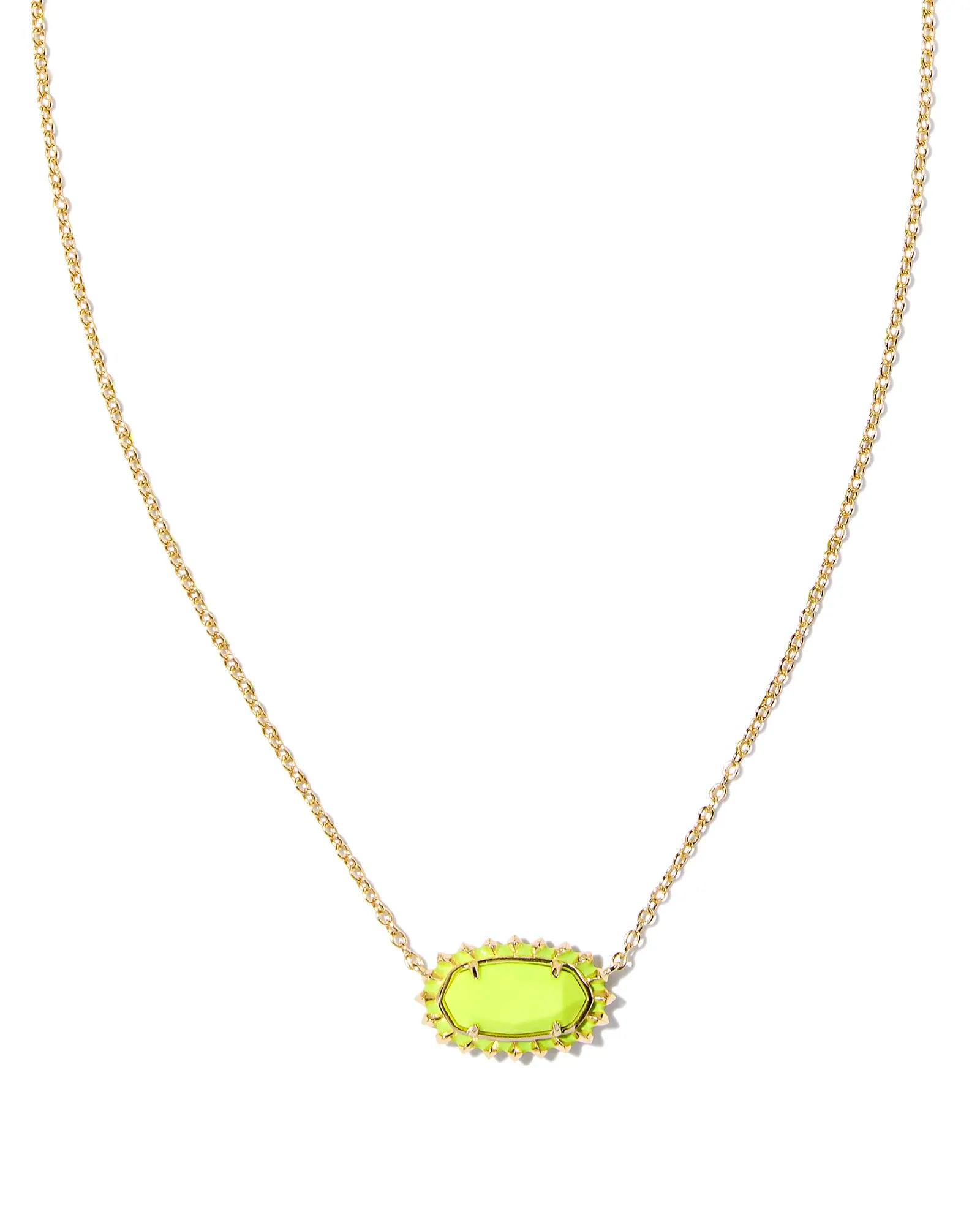 Kendra Scott Elisa Gold Color Burst Chartreuse Frame Necklace