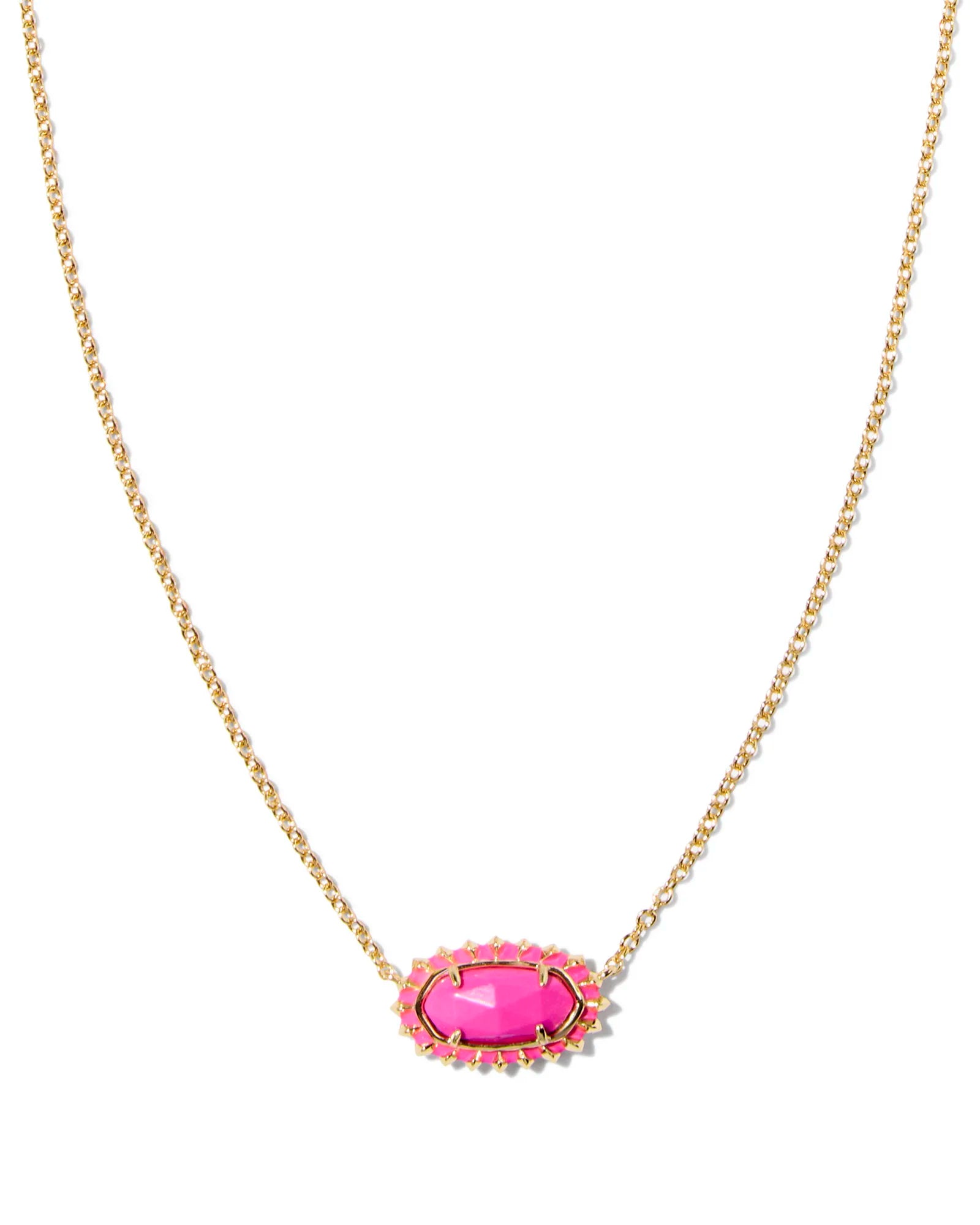 Kendra Scott Elisa Color Burst Frame Necklace - Gold & Neon Pink