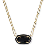Kendra Scott Elisa Enamel Frame Paperclip Necklace - Gold & Black Agate - Juli's Wearable Art