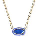Kendra Scott Elisa Enamel Frame Paperclip Necklace - Gold & Cobalt Blue Illusion - Juli's Wearable Art
