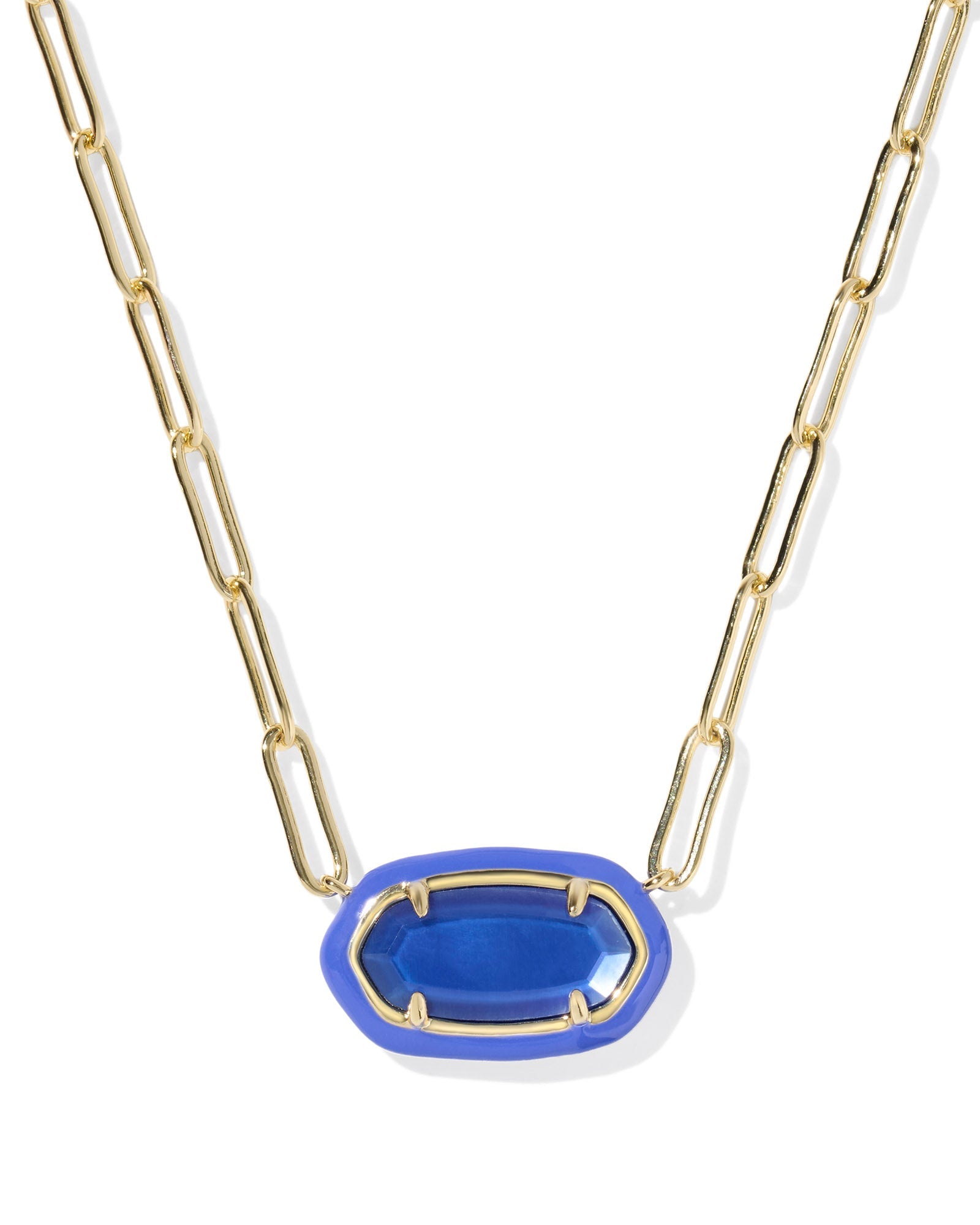 Kendra Scott Elisa Enamel Frame Paperclip Necklace - Gold & Cobalt Blue Illusion