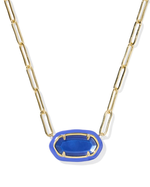 Kendra Scott Elisa Enamel Frame Paperclip Necklace - Gold & Cobalt