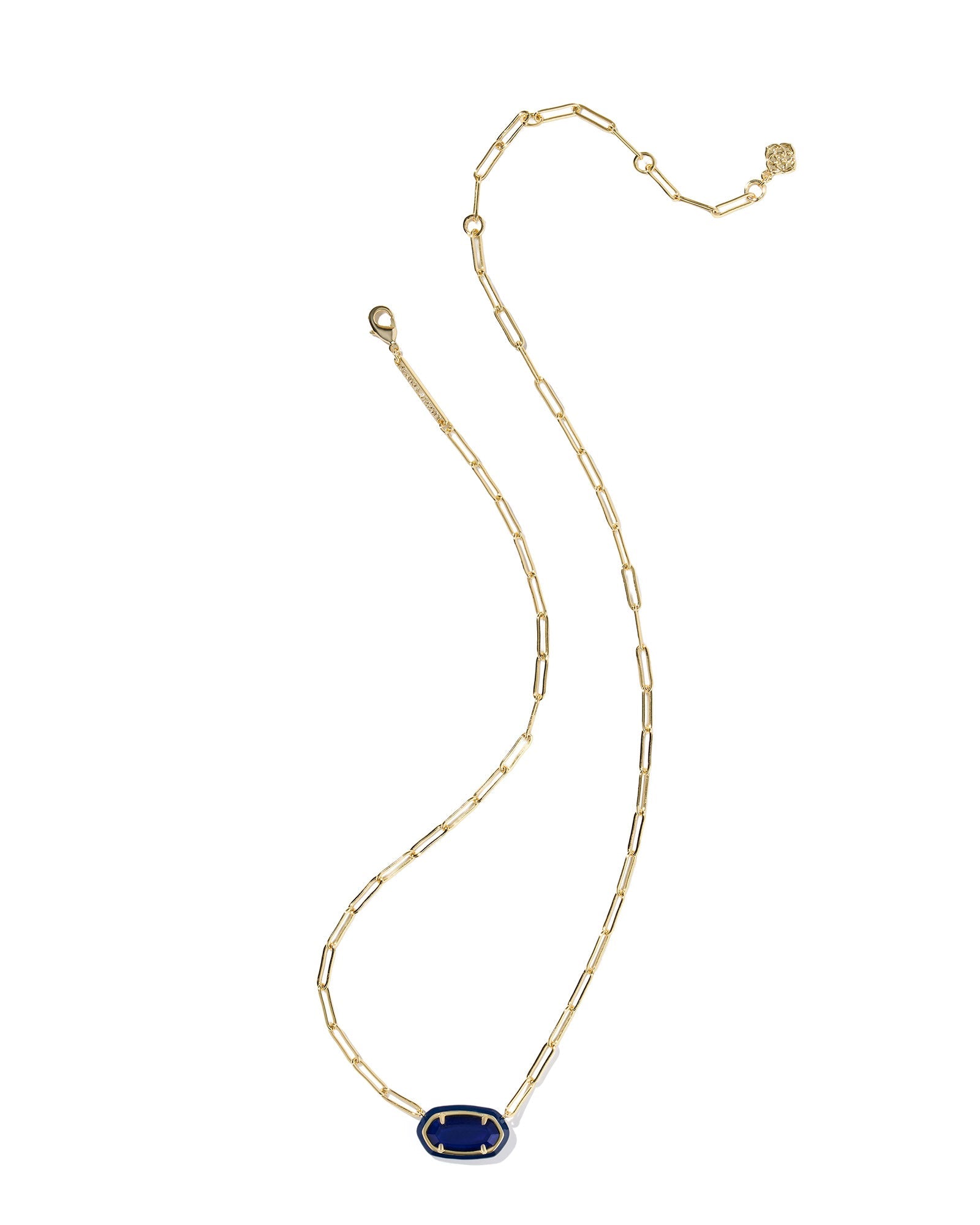 Kendra Scott Elisa Enamel Frame Paperclip Necklace - Gold & Navy Blue Mother of Pearl - Juli's Wearable Art