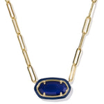 Kendra Scott Elisa Enamel Frame Paperclip Necklace - Gold & Navy Blue Mother of Pearl - Juli's Wearable Art