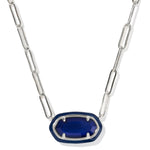 Kendra Scott Elisa Enamel Frame Paperclip Necklace - Silver & Navy Blue Mother of Pearl - Juli's Wearable Art
