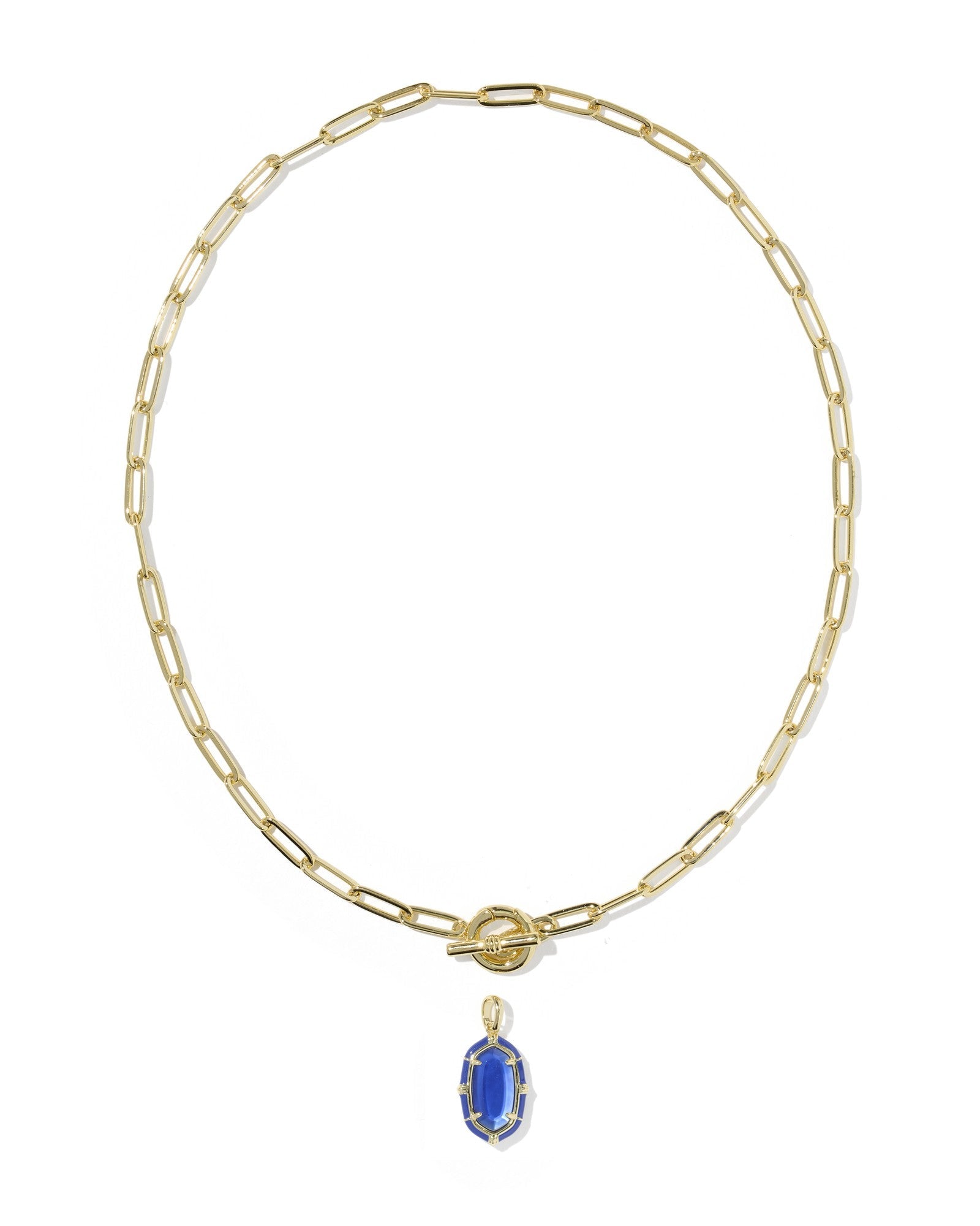Kendra Scott Elisa Enamel Link and Chain Necklace | Gold | Cobalt Illusion