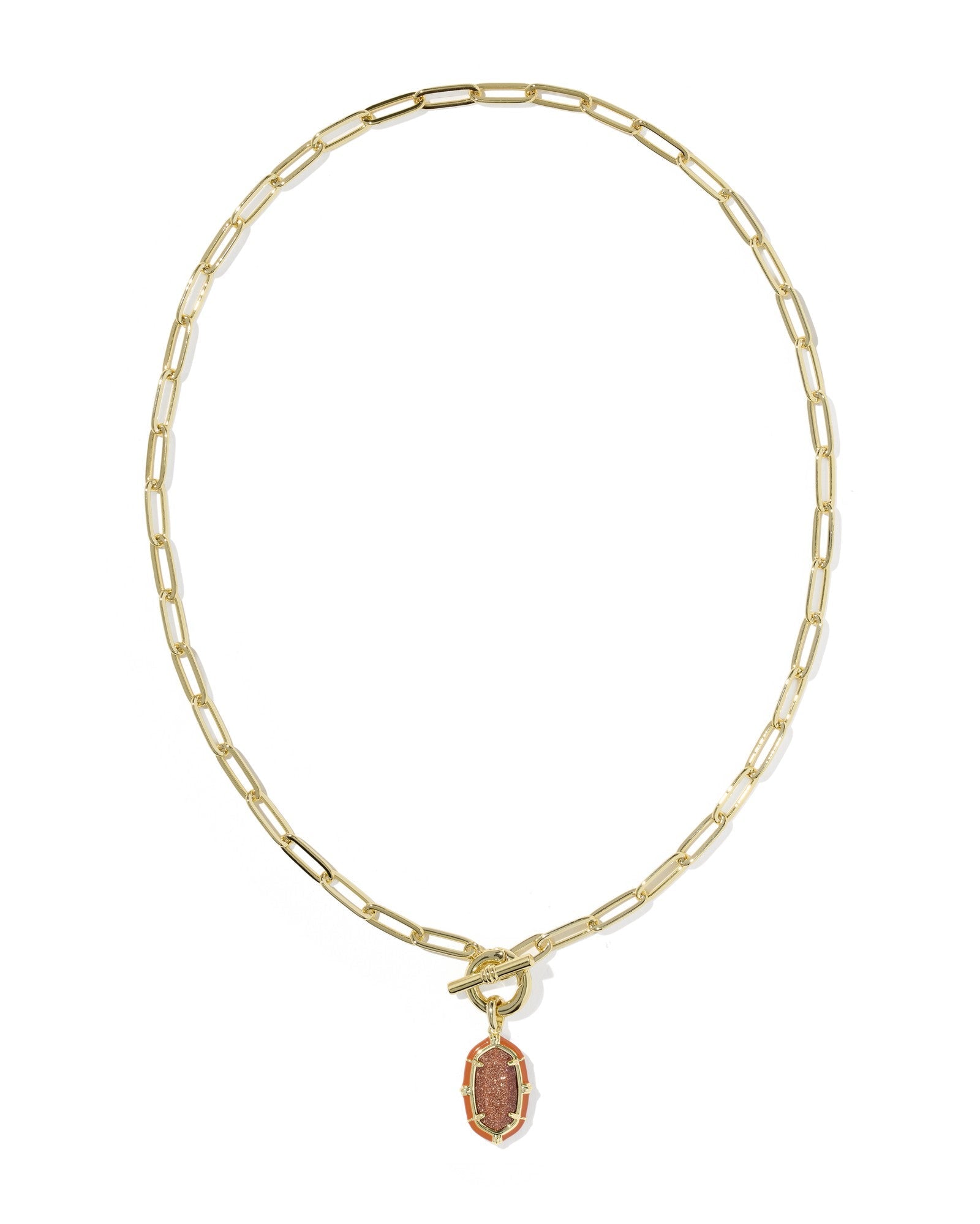 Kendra Scott Elisa Enamel Link and Chain Necklace | Gold | Orange Goldstone - Juli's Wearable Art