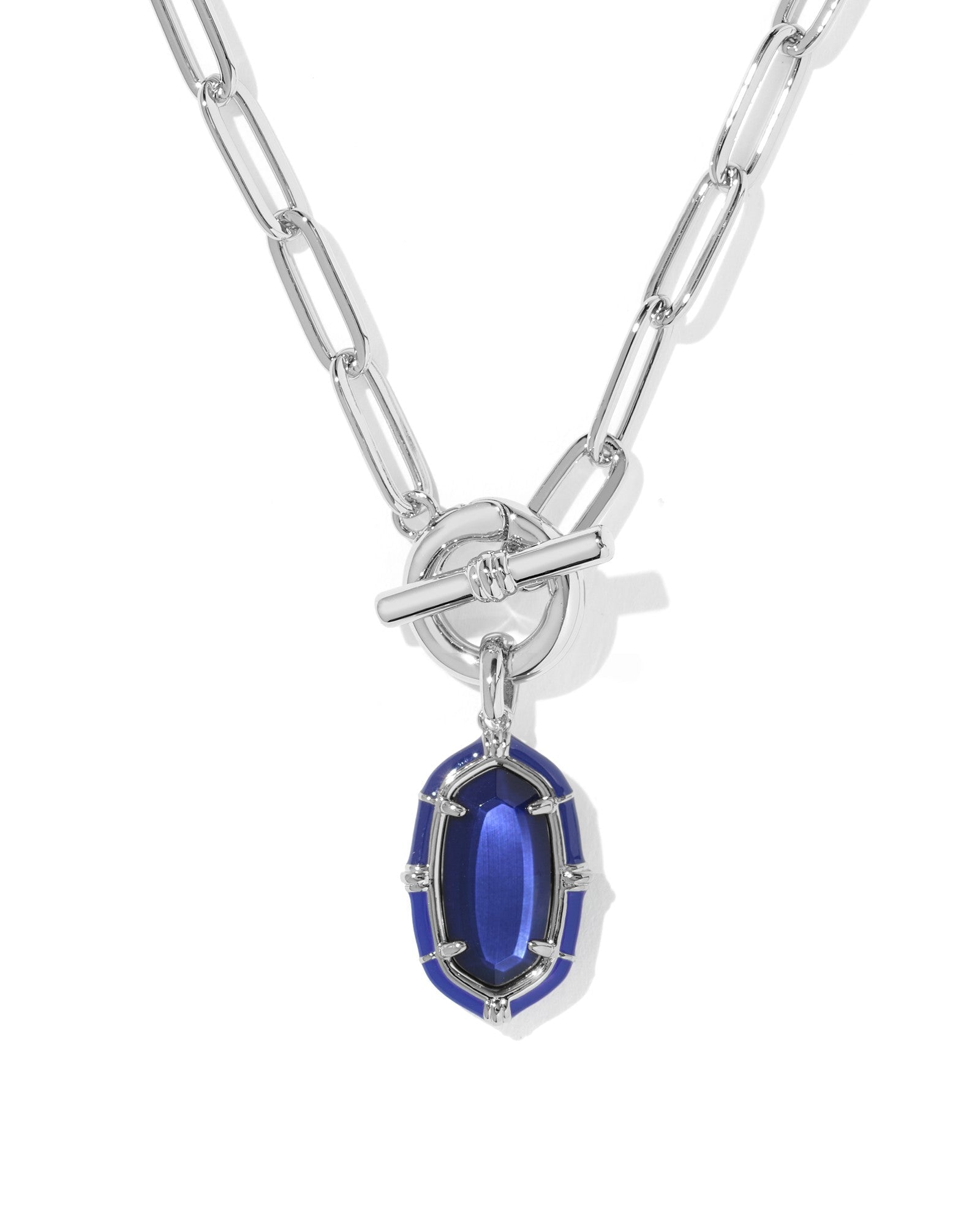 Kendra Scott Elisa Enamel Link and Chain Necklace | Silver | Navy MOP