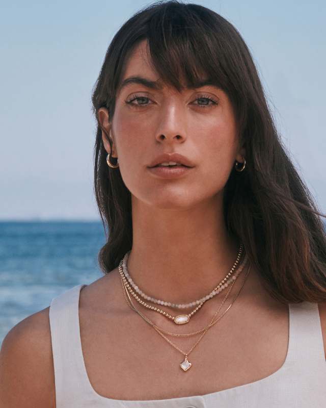 Kendra Scott Elisa Gold Beaded Necklace - Ivory Mother of Pearl - Juli's Wearable Art