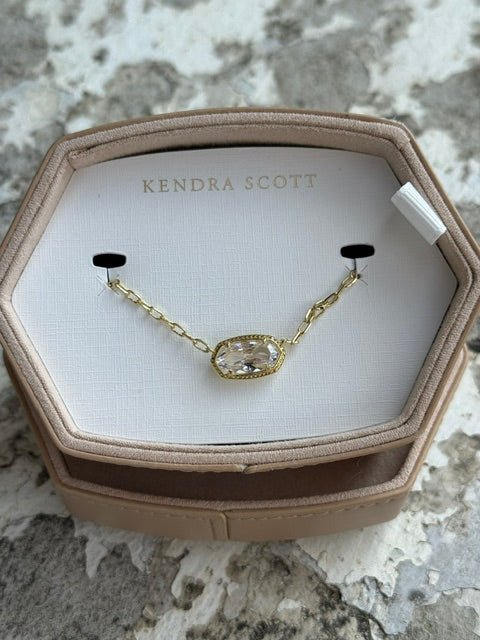 Kendra Scott Elisa Luxe Necklace Jewelry Box Gift Set | Gold White CZ