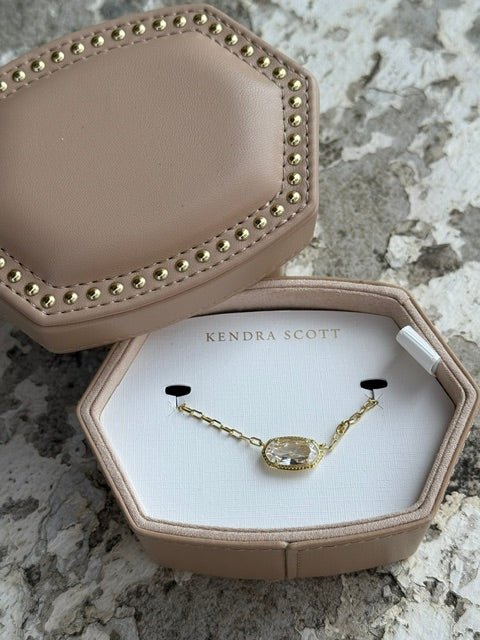 Kendra Scott Elisa Luxe Necklace Jewelry Box Gift Set | Gold White CZ