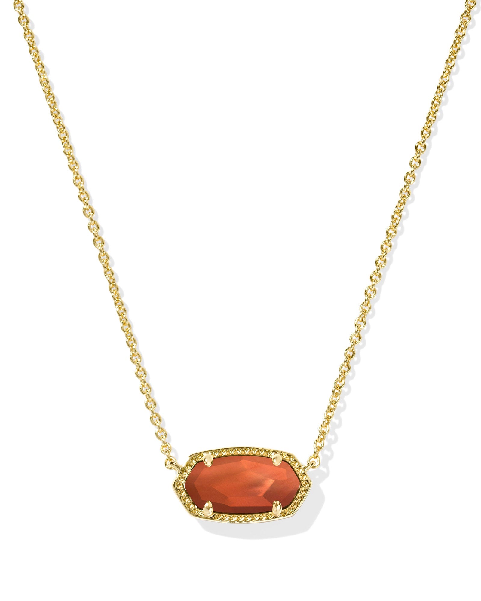 Kendra Scott Elisa Pendant Necklace | Gold | Burnt Orange Mother of Pearl