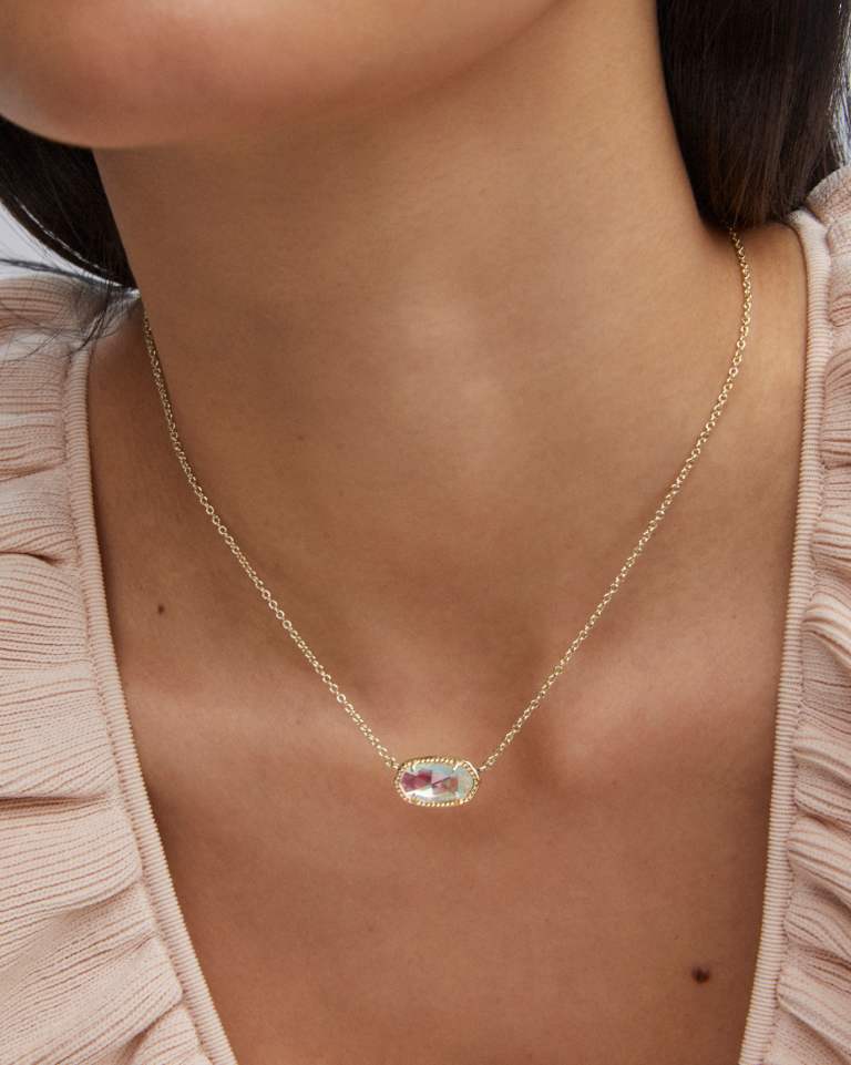Kendra Scott Elisa Pendant Necklace | Gold & Dichroic Glass - Juli's Wearable Art