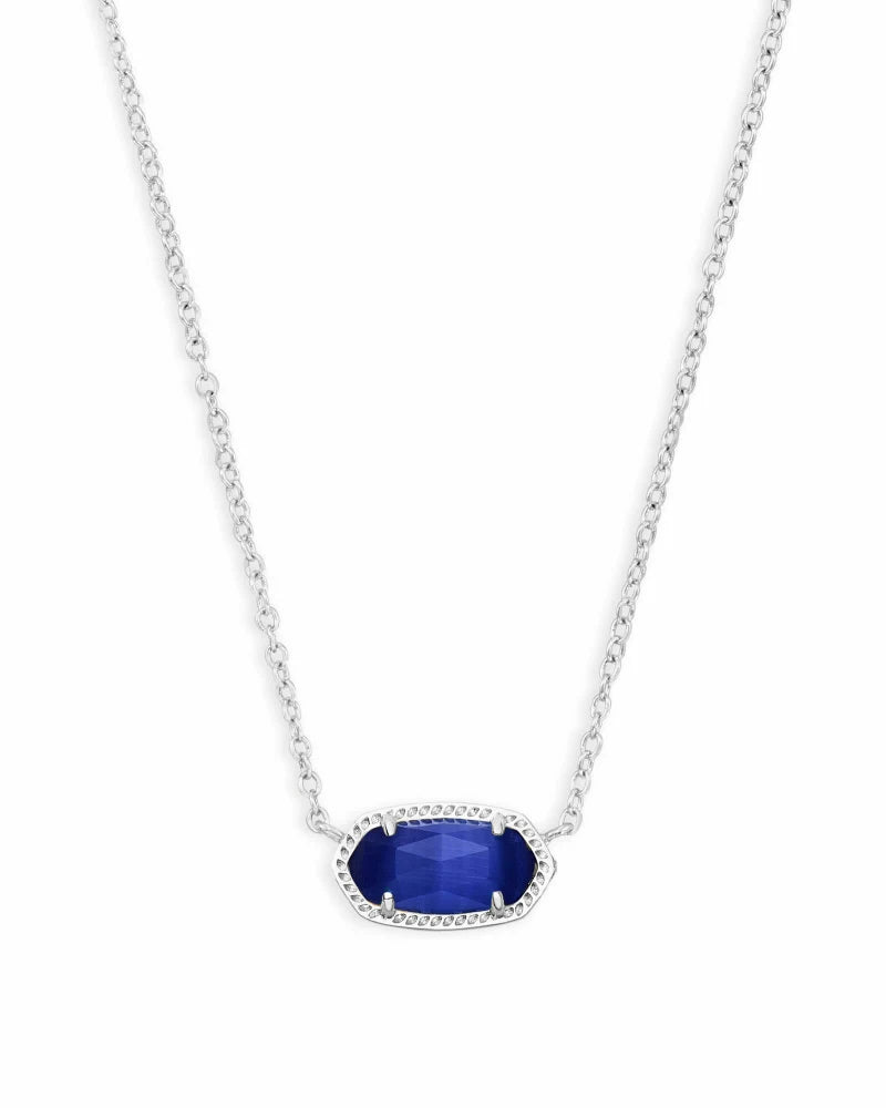 Kendra Scott Elisa Pendant Necklace - Silver & Cobalt Blue Cat's Eye - Juli's Wearable Art