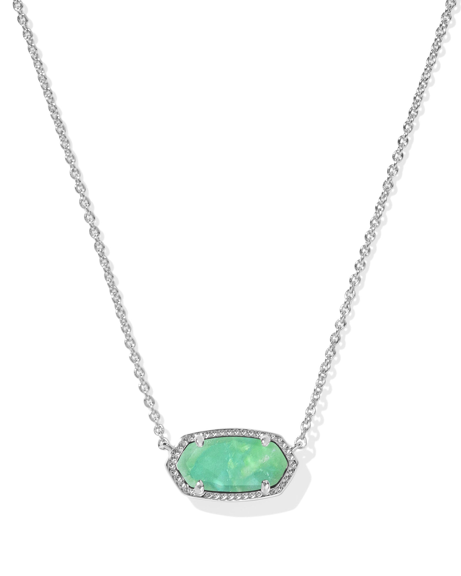 Kendra Scott Elisa Pendant Necklace | Silver | Mint Iridescent Abalone