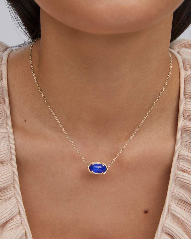 Kendra Scott Elisa Pendant Necklaces | Gold & Cobalt Blue Cat's Eye - Juli's Wearable Art