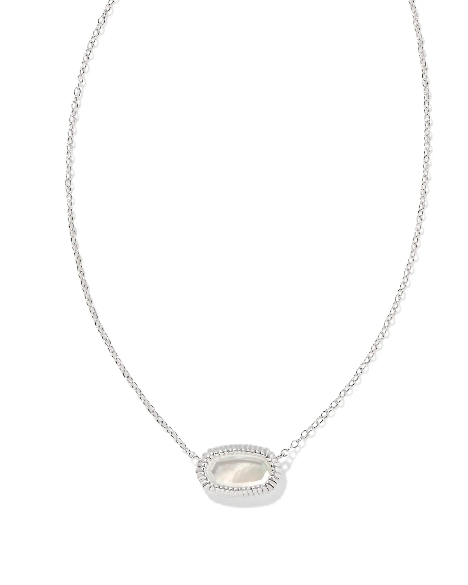 Kendra Scott Elisa Ridged Frame Pendant Necklace - Silver & Ivory