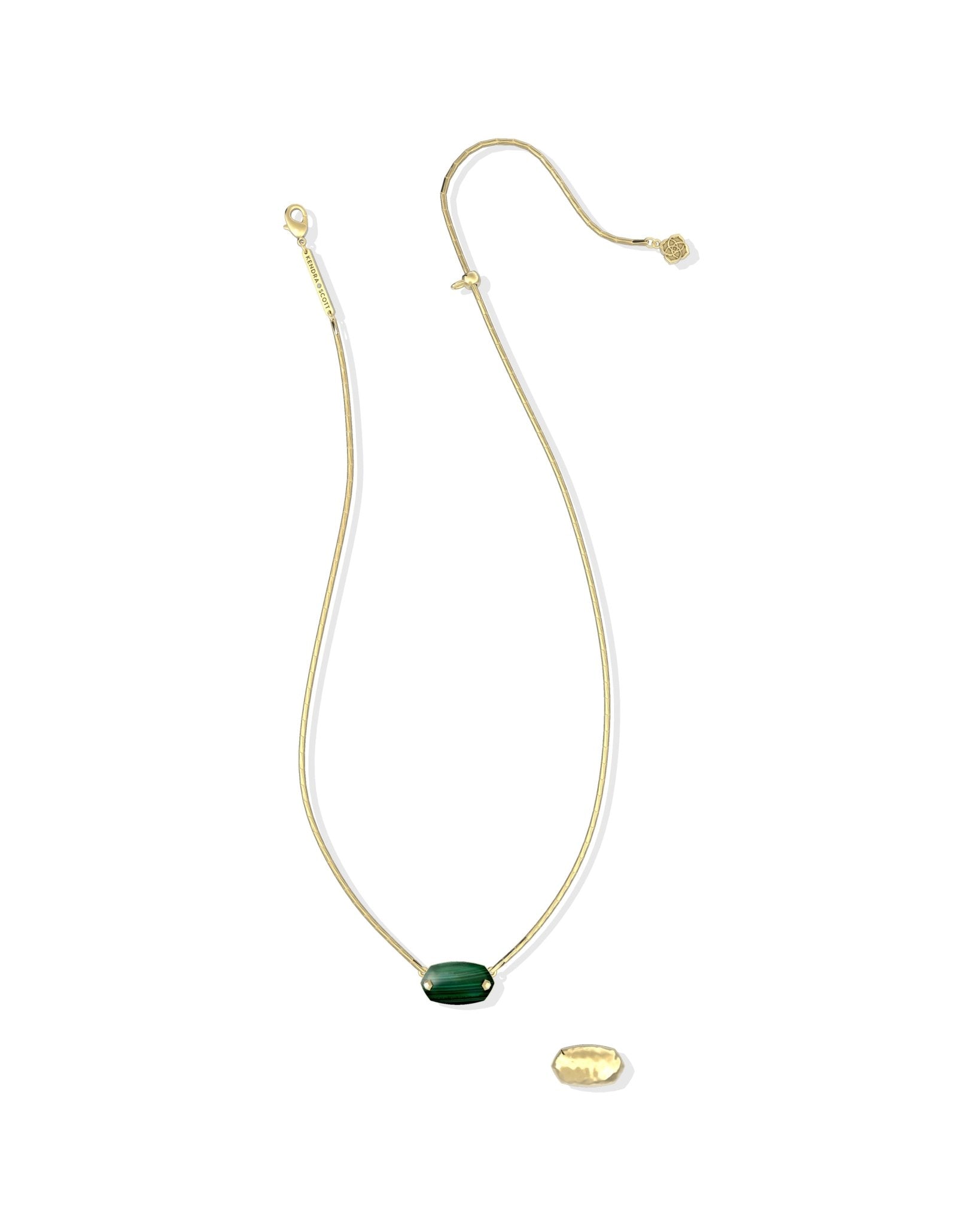 Kendra Scott Elisa Riveted Short Pendant Necklace | Gold Green Malachite | Reversible - Juli's Wearable Art