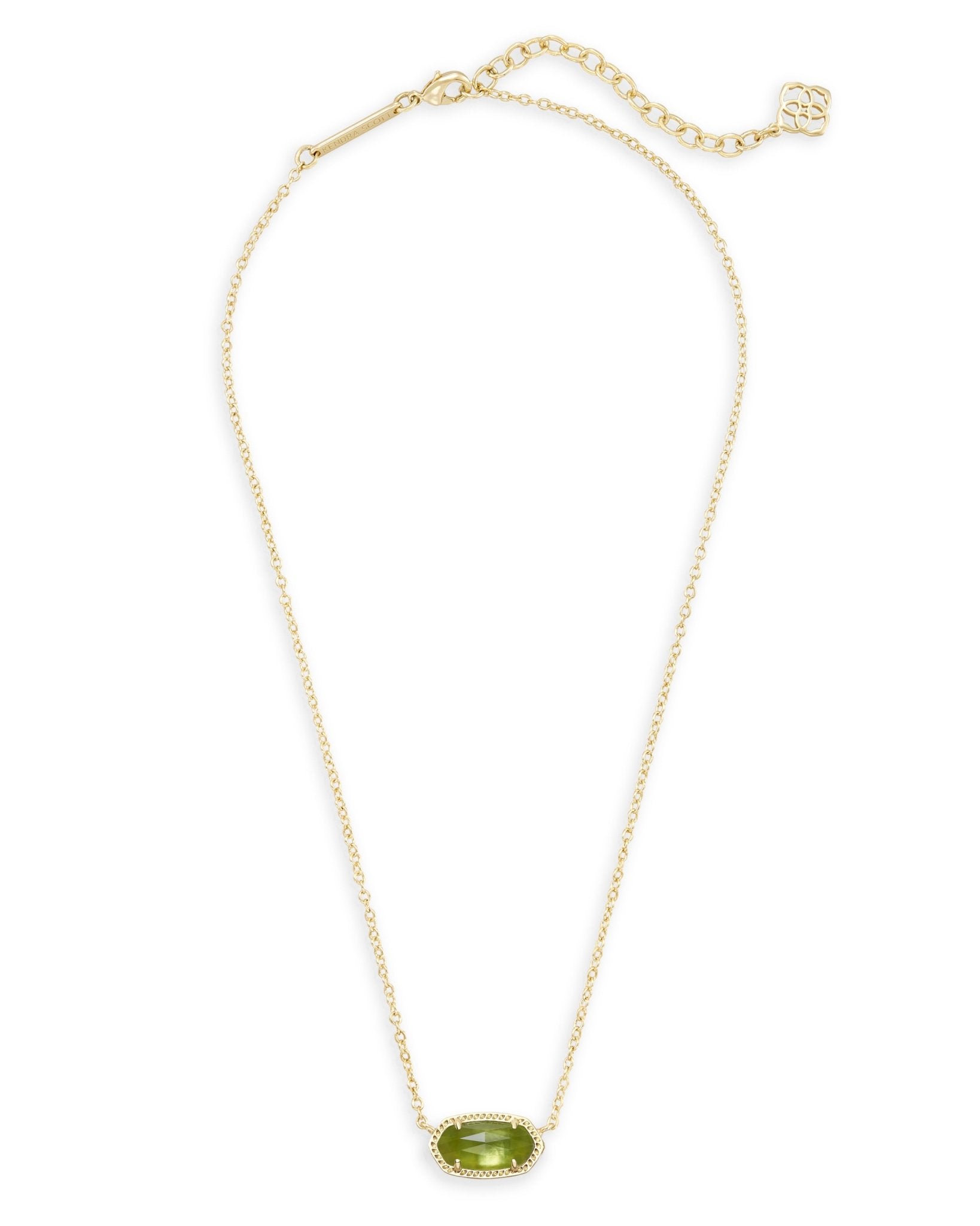 Kendra Scott Elisa Short Pendant Necklace | Gold | Peridot Illusion - Juli's Wearable Art