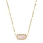Kendra Scott Elisa Short Pendant Necklace | Gold | Rose Quartz - Juli's Wearable Art