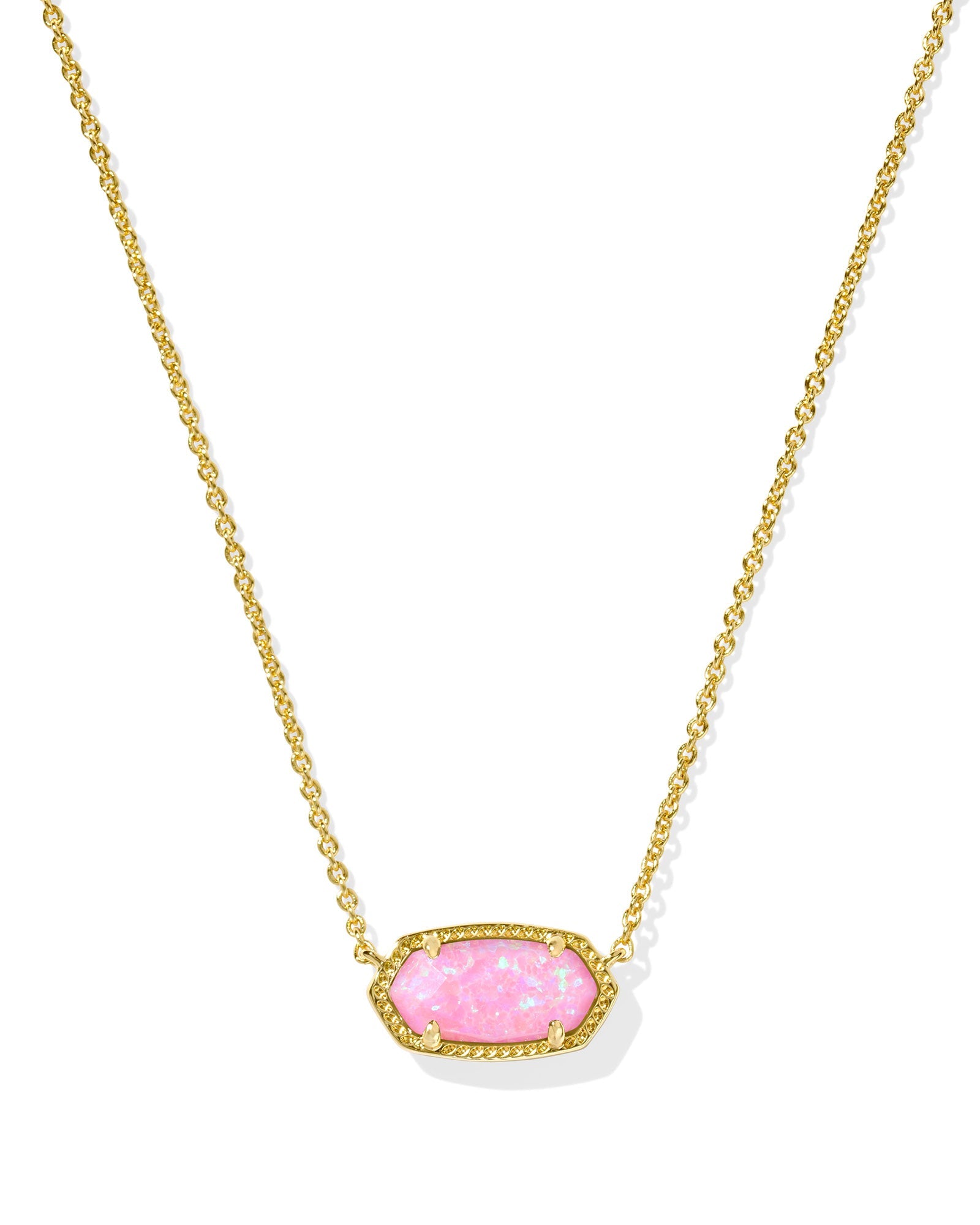 Kendra Scott Elisa Short Pendant Necklace in Gold & Carnation Pink Kyocera Opal - Juli's Wearable Art