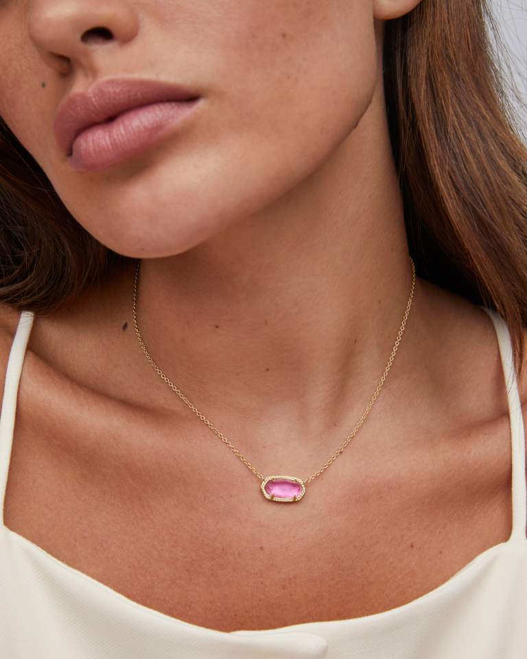 Kendra Scott Elisa Short Pendant Necklace | Silver & Azalea Illusion - Juli's Wearable Art