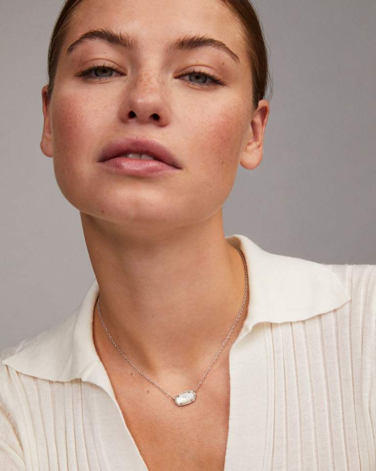 Kendra Scott Elisa Short Pendant Necklace | Silver & Ivory Mother of Pearl - Juli's Wearable Art