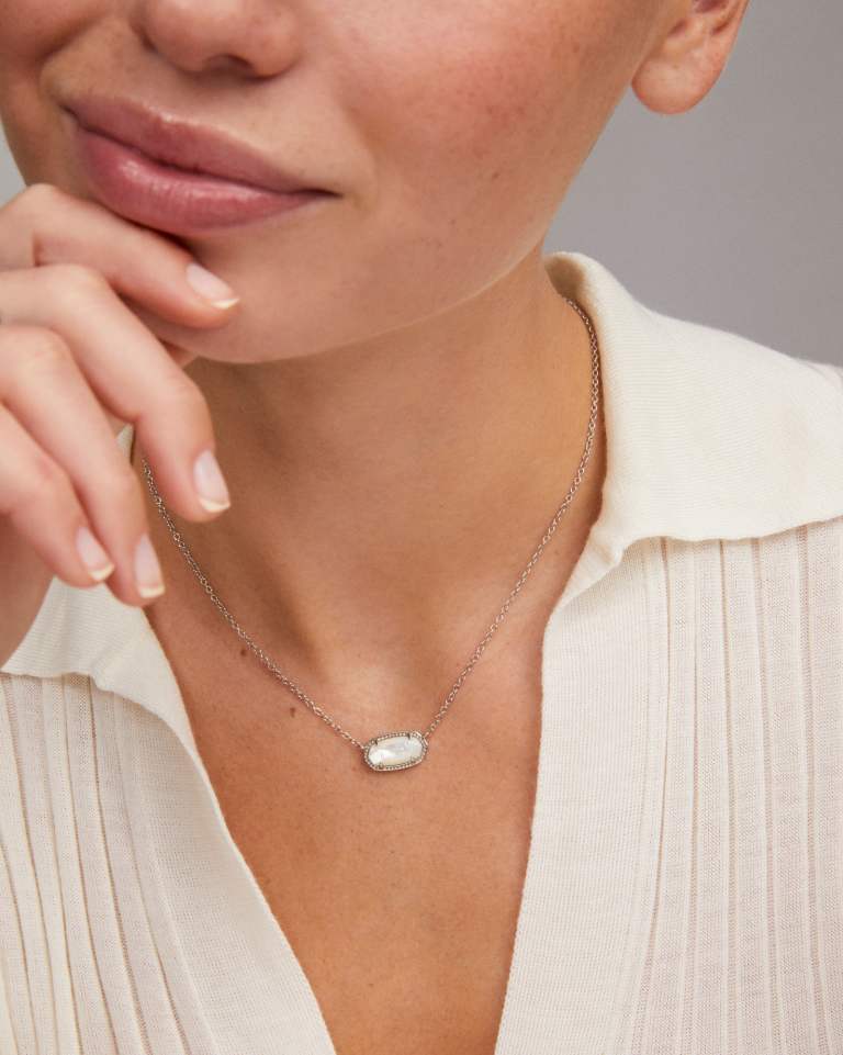 Kendra Scott Elisa Short Pendant Necklace | Silver & Ivory Mother of Pearl - Juli's Wearable Art