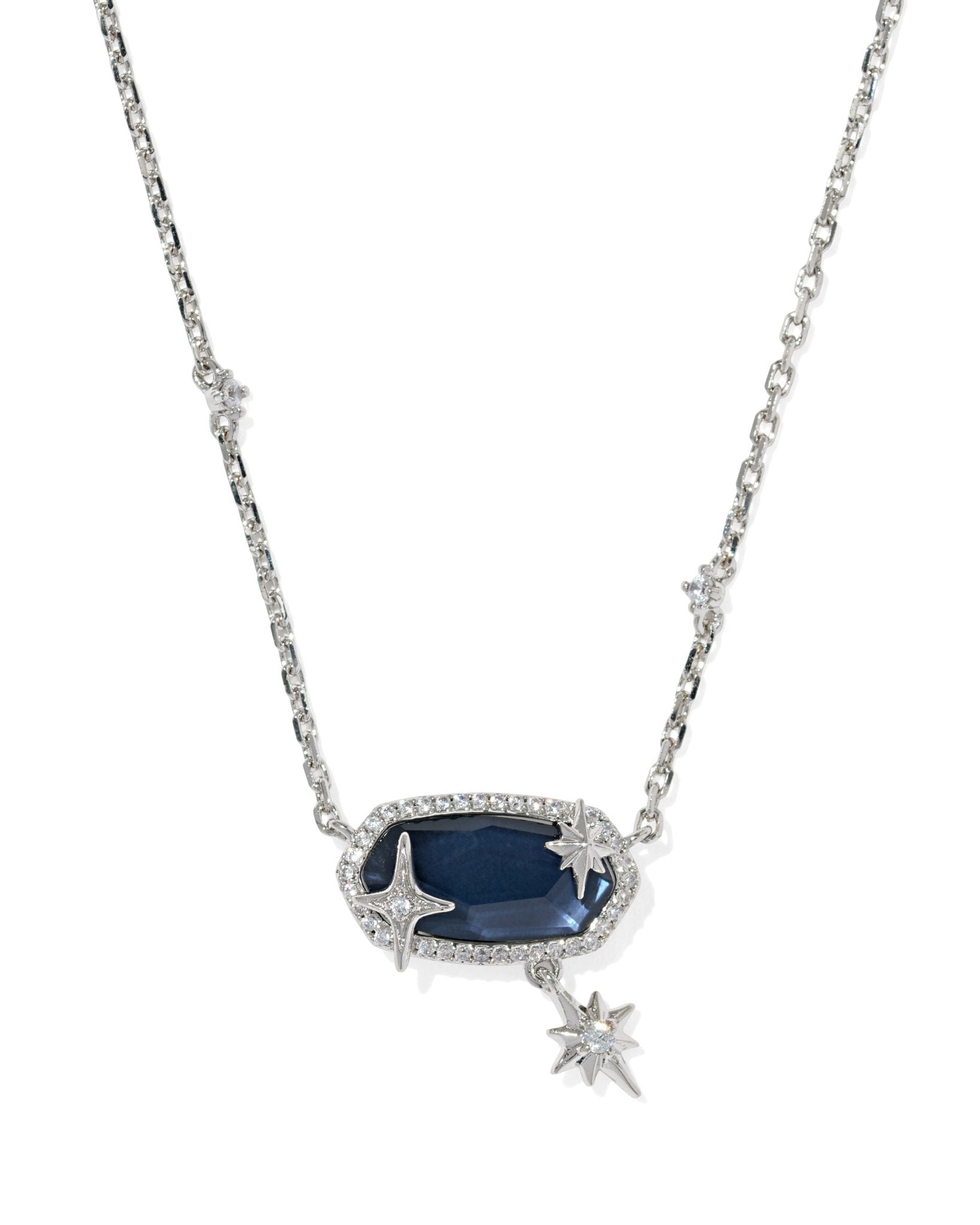 Kendra Scott Elisa Star Short Pendant Necklace | Silver Crystal Ivory Illusion - Juli's Wearable Art