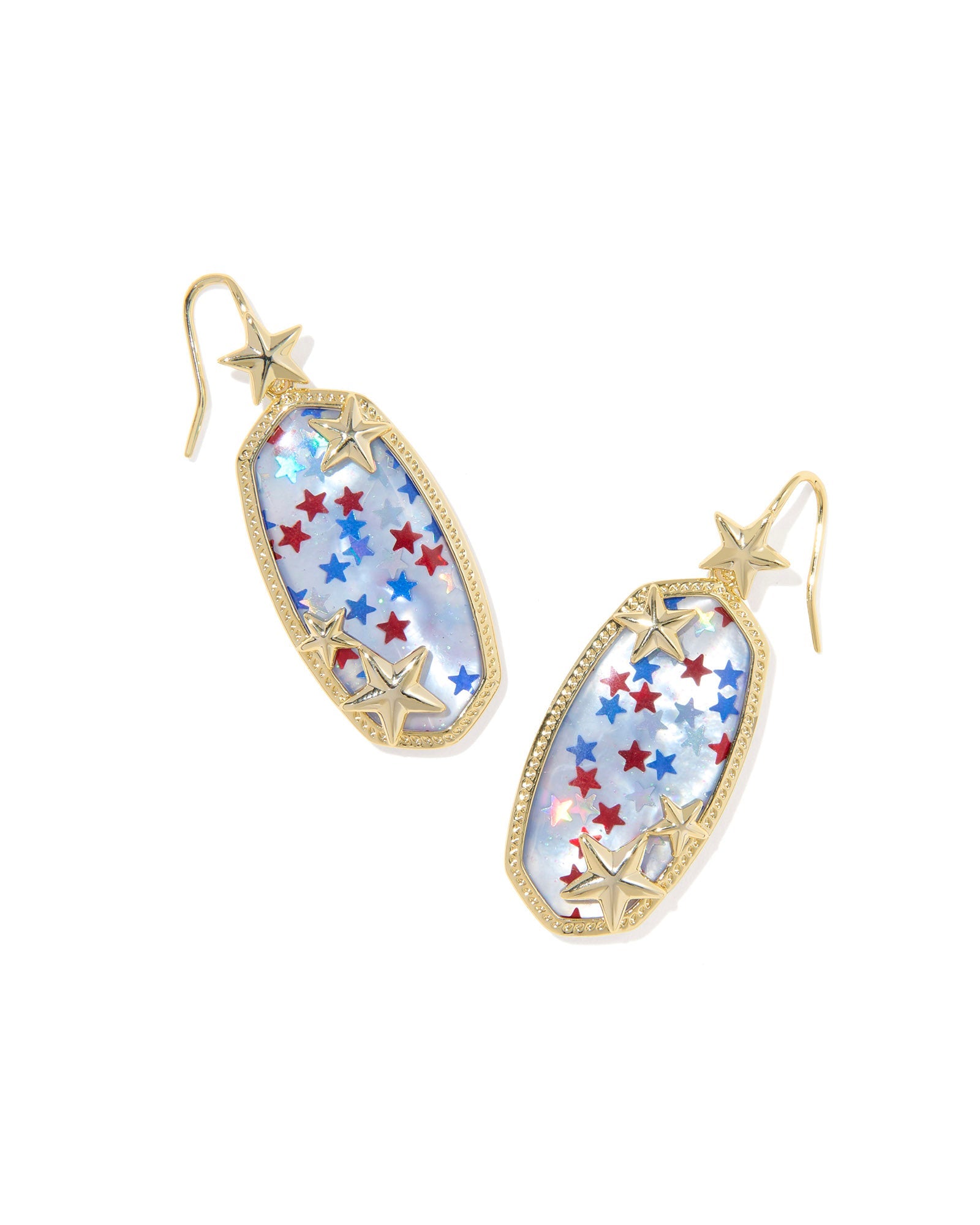 Kendra Scott Elle Multi Star Drop Earrings | Gold | Red White Blue Star Illusion
