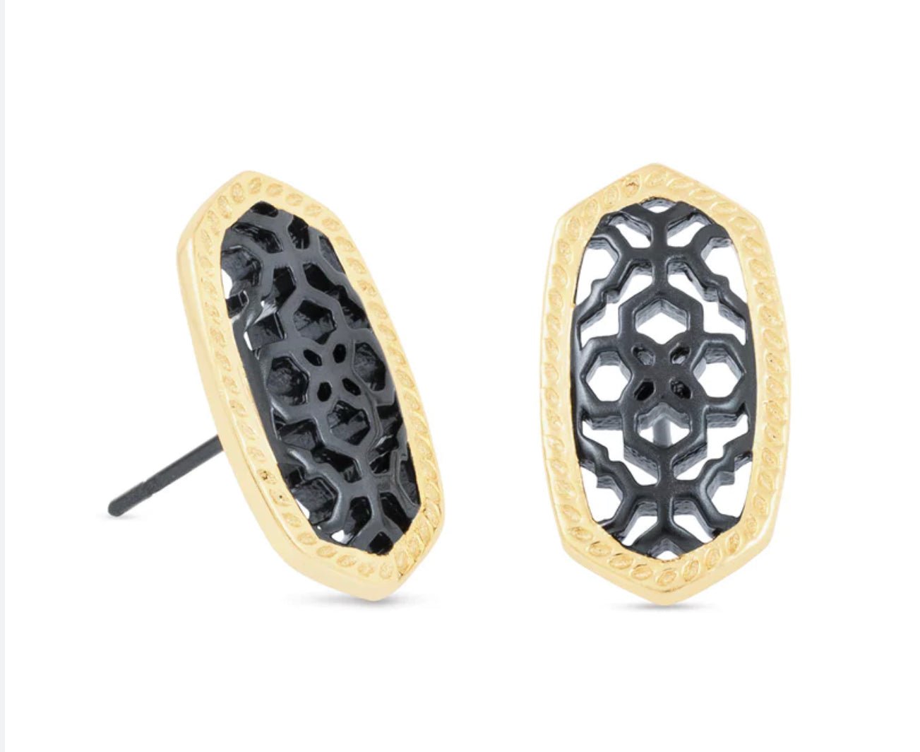 Kendra Scott Ellie Gold Stud Earrings in Gunmetal Filigree Mix - Juli's Wearable Art