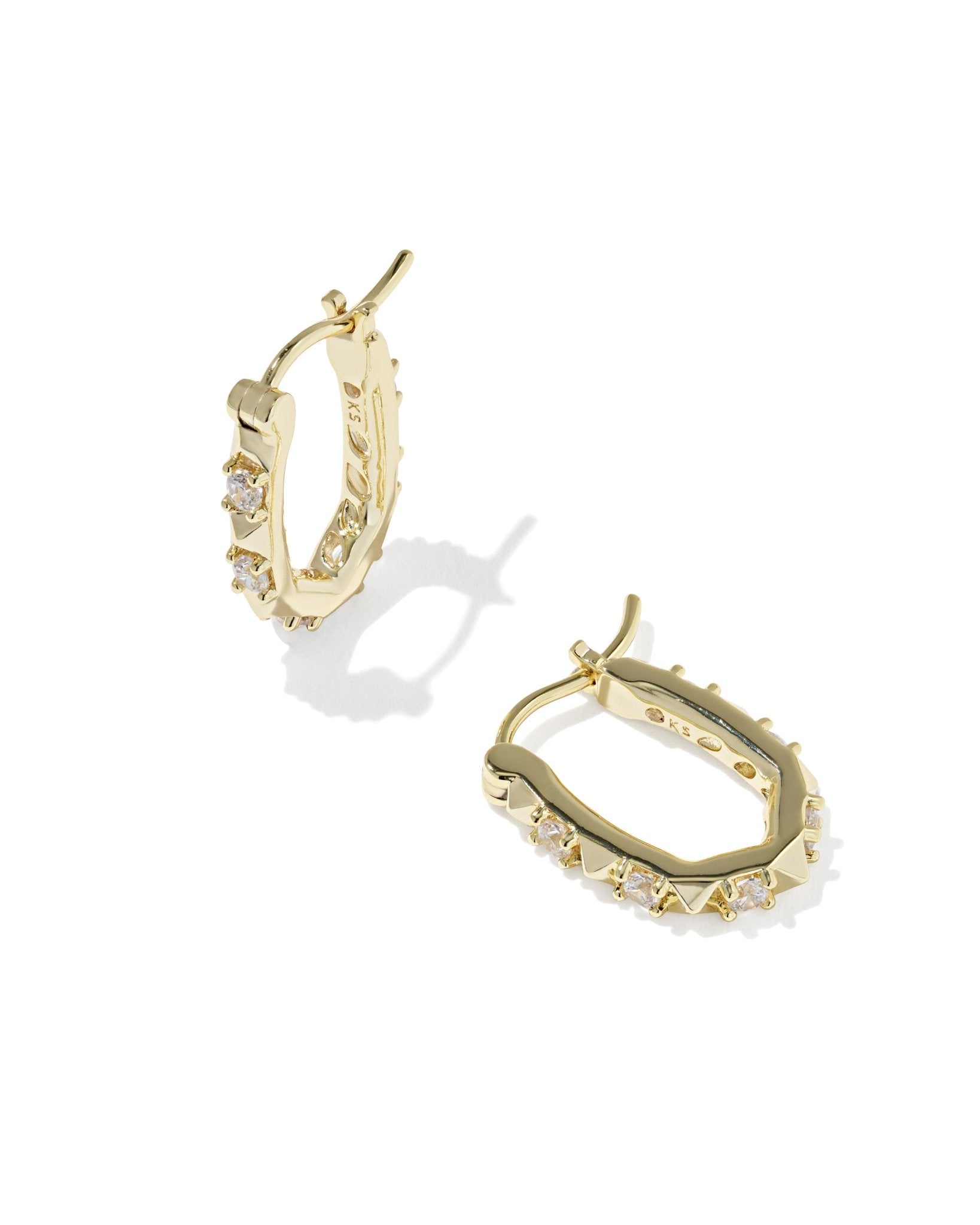 Kendra Scott Fate Huggie Earrings | Gold White CZ
