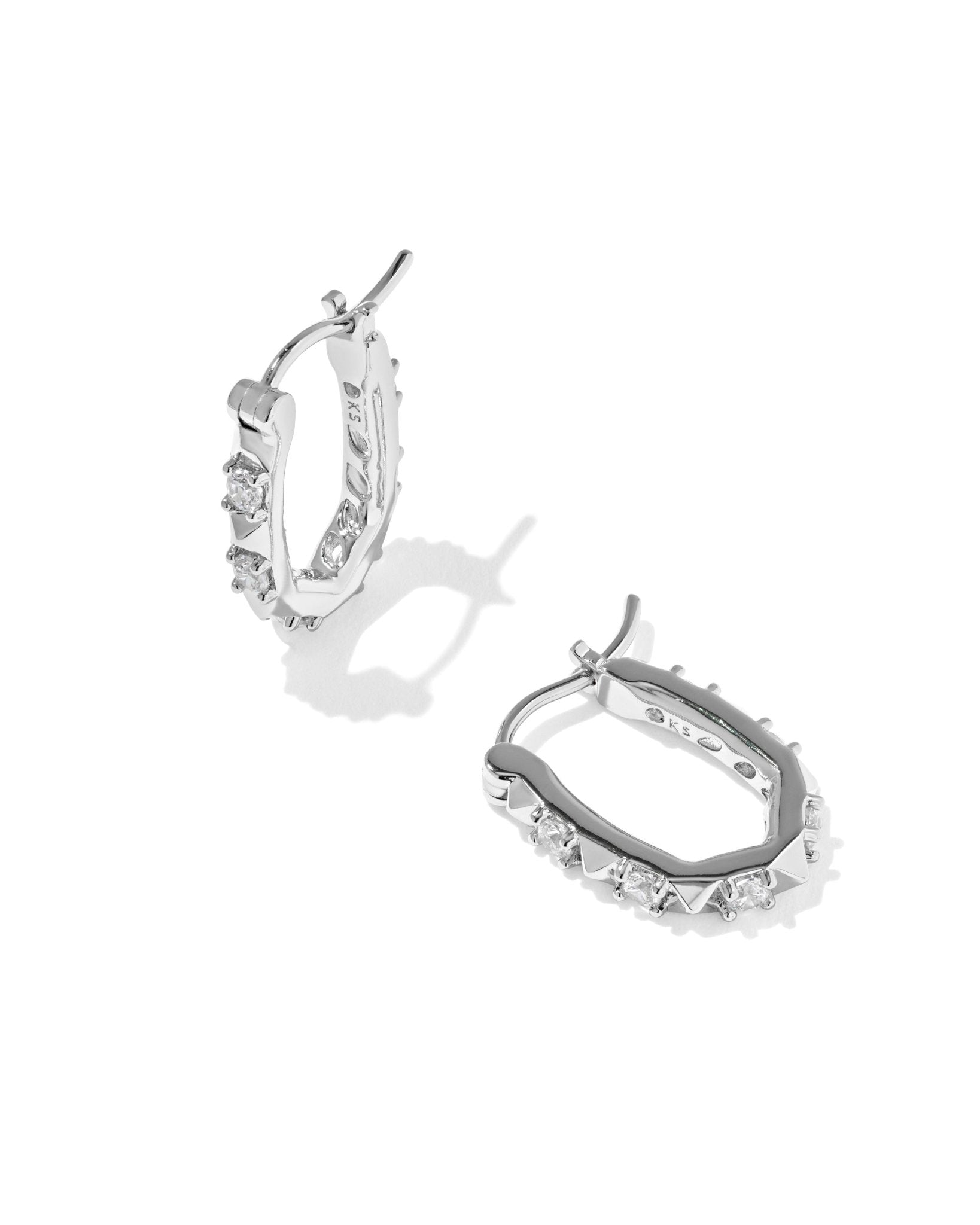 Kendra Scott Fate Huggie Earrings | Silver White CZ