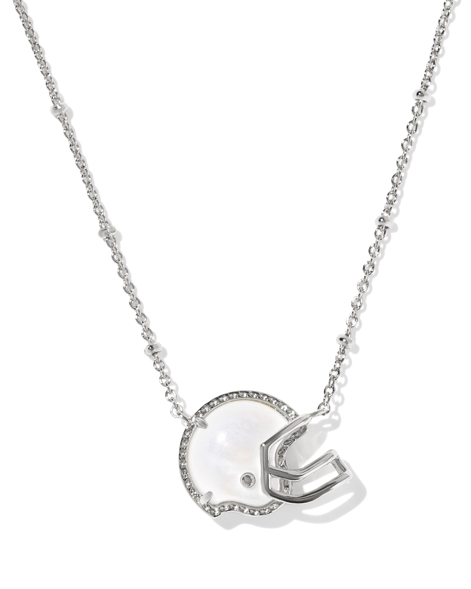Kendra Scott Football Helmet Pendant Necklace - Silver & Ivory Mother of Pearl - Juli's Wearable Art