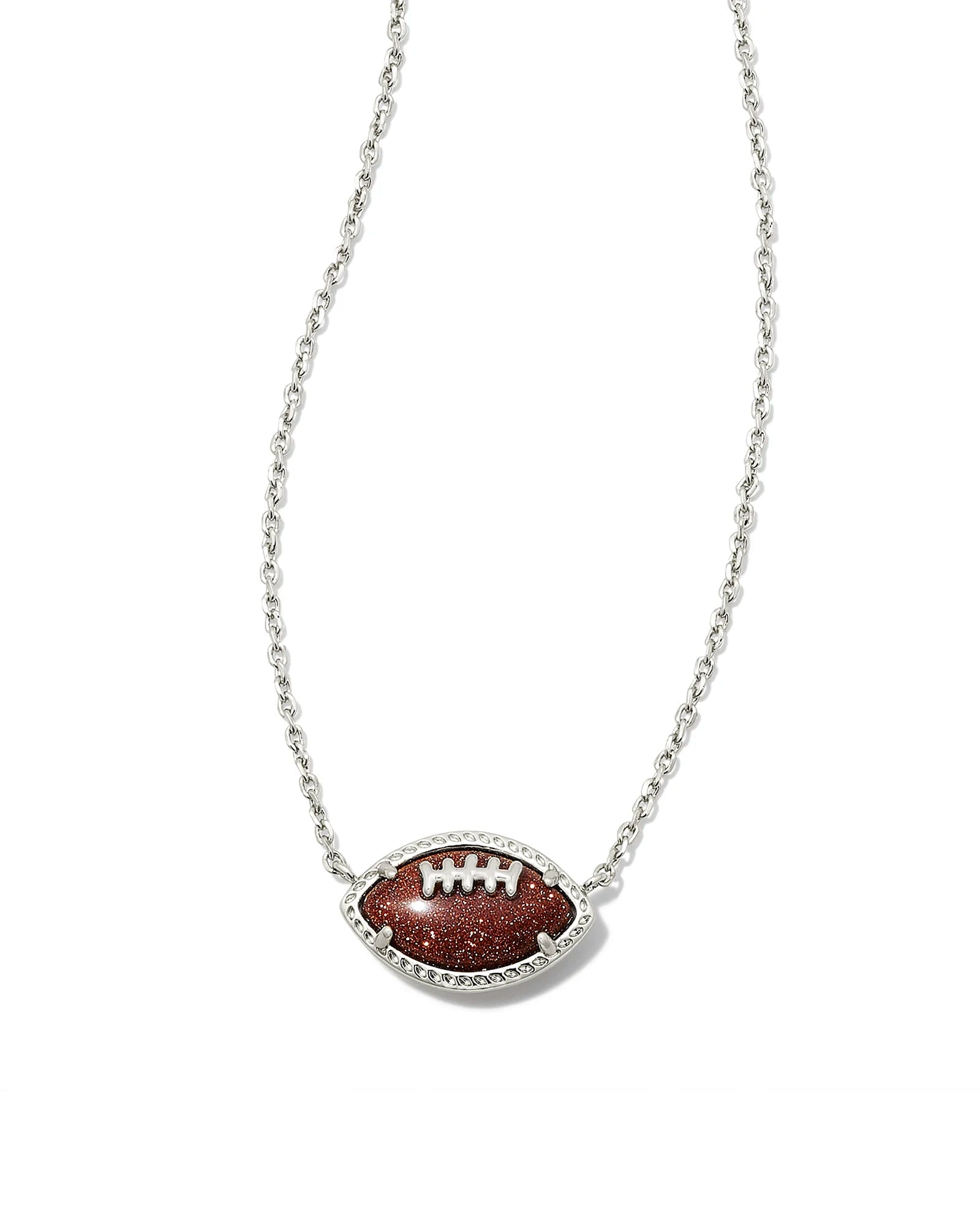 Kendra Scott Football Short Pendant Necklace in Orange Goldstone - Juli's Wearable Art