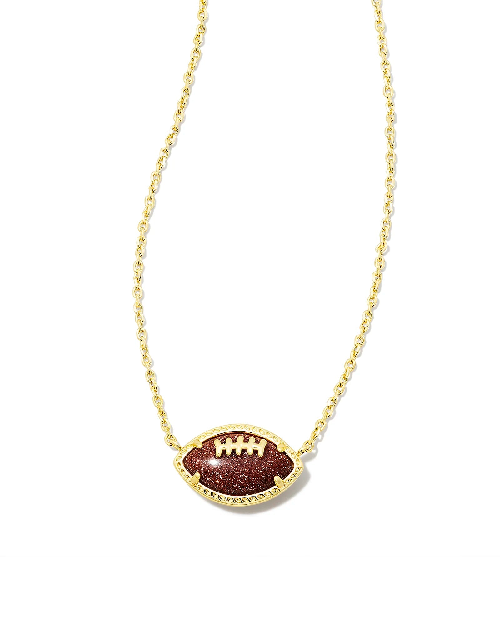 Kendra Scott Football Short Pendant Necklace in Orange Goldstone - Juli's Wearable Art