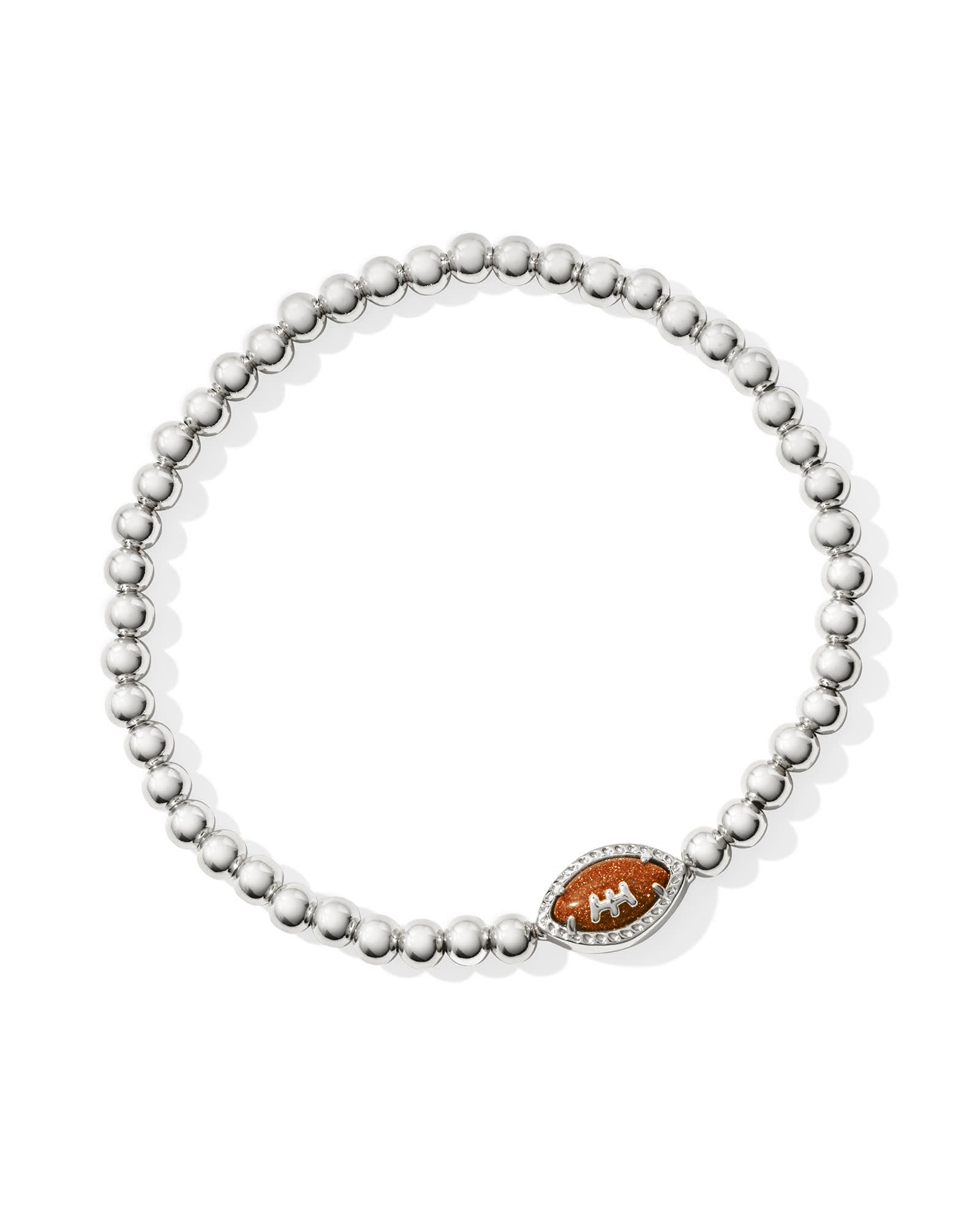 Kendra Scott Football Stretch Bracelet – Orange Goldstone, Silver Beaded - Juli's Wearable Art