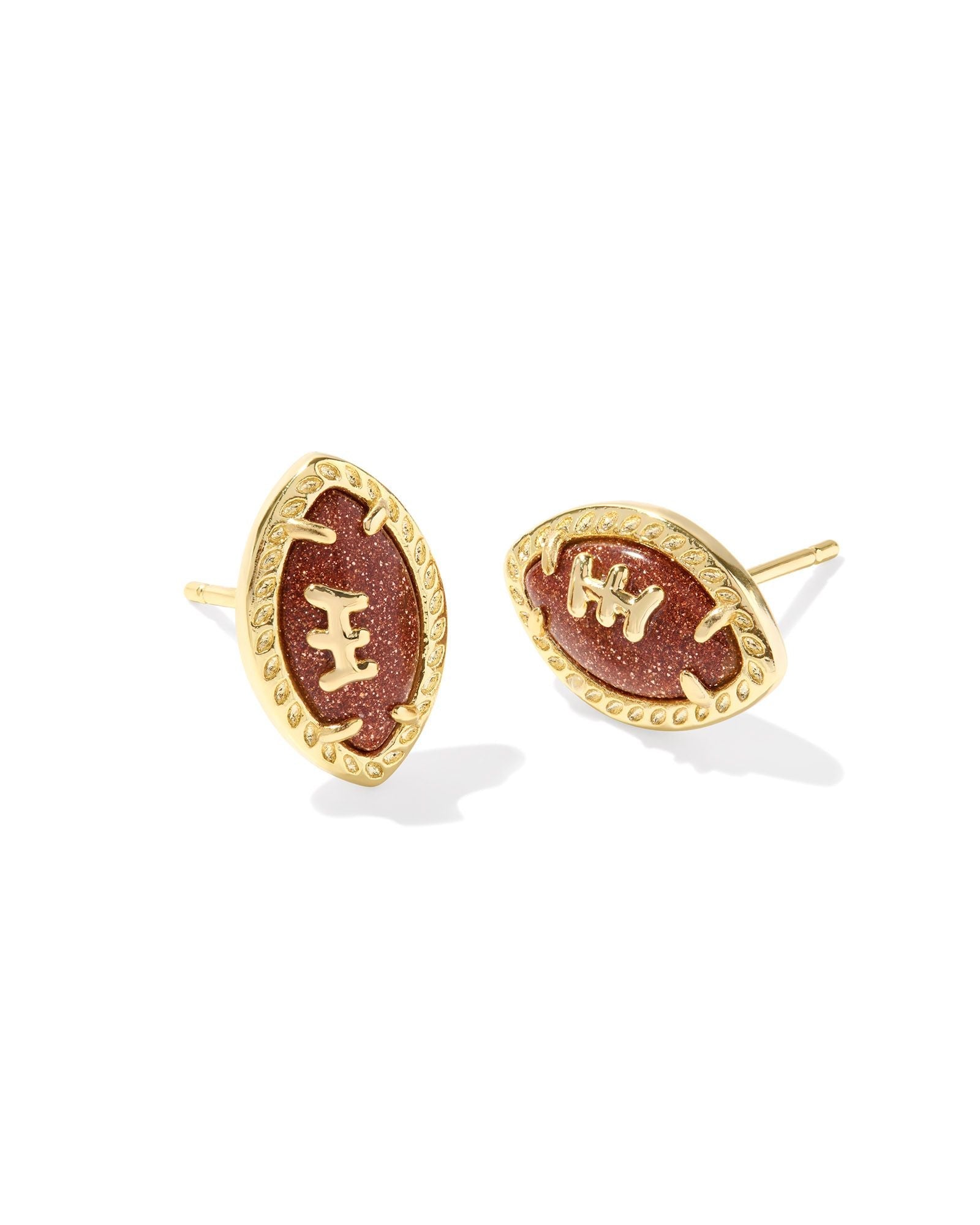 KENDRA SCOTT FOOTBALL STUD EARRINGS ORANGE GOLDSTONE - Juli's Wearable Art