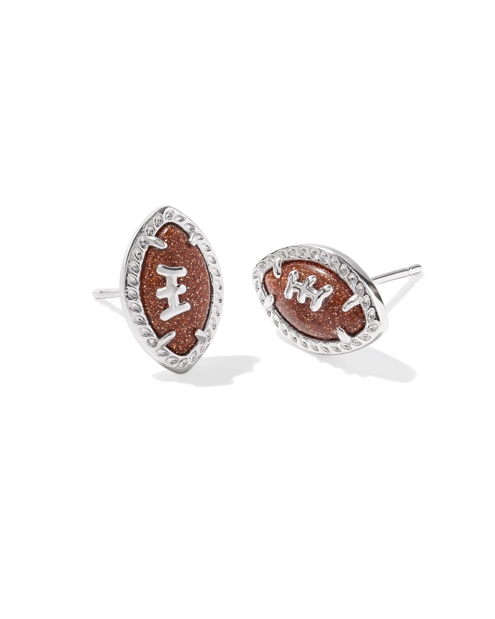 KENDRA SCOTT FOOTBALL STUD EARRINGS ORANGE GOLDSTONE - Juli's Wearable Art