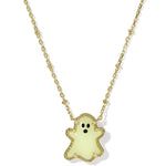 Kendra Scott Ghost Short Pendant Necklace | Gold White Glow-in-the-Dark Glass - Juli's Wearable Art