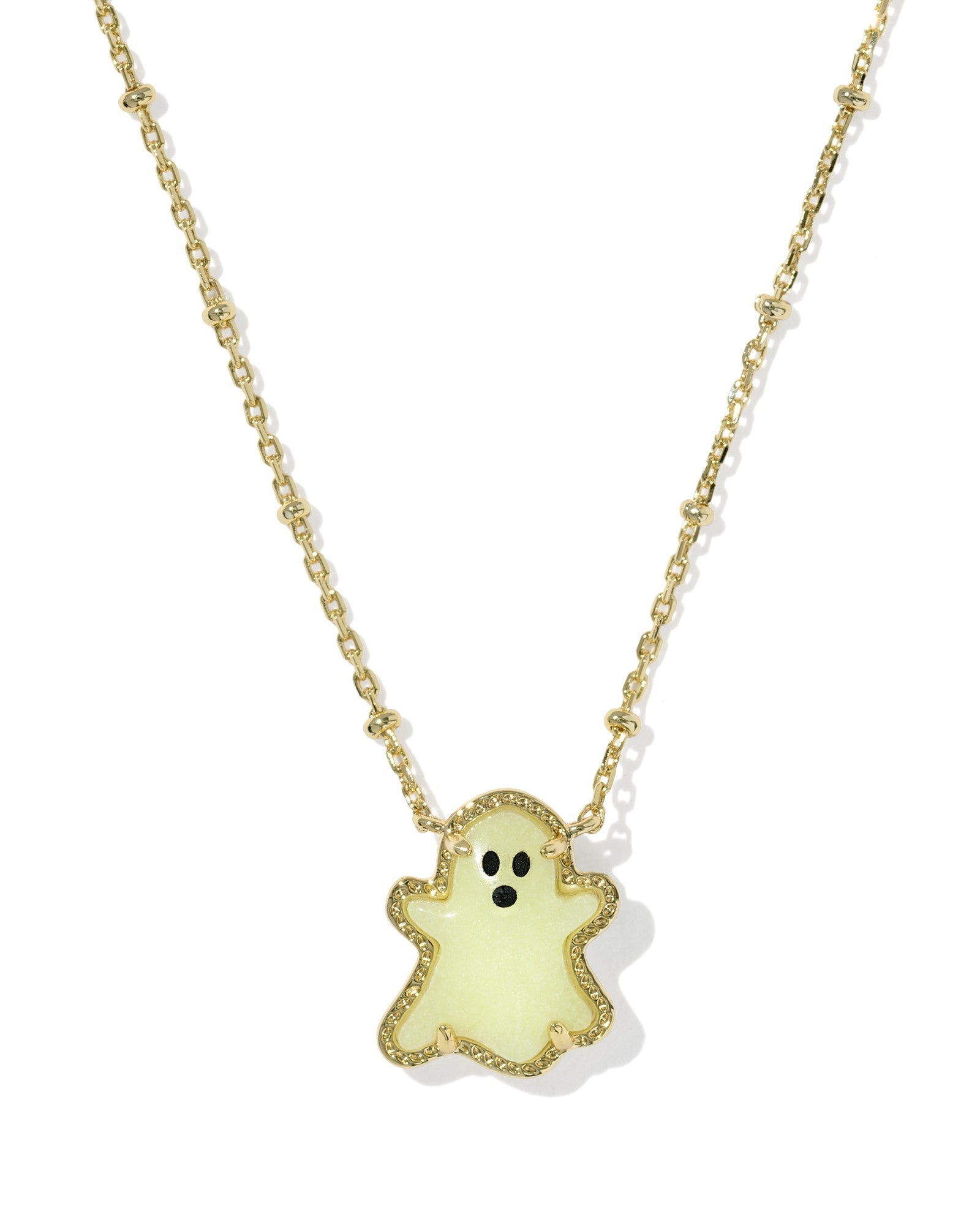 Kendra Scott Ghost Short Pendant Necklace | Gold White Glow-in-the-Dark Glass - Juli's Wearable Art
