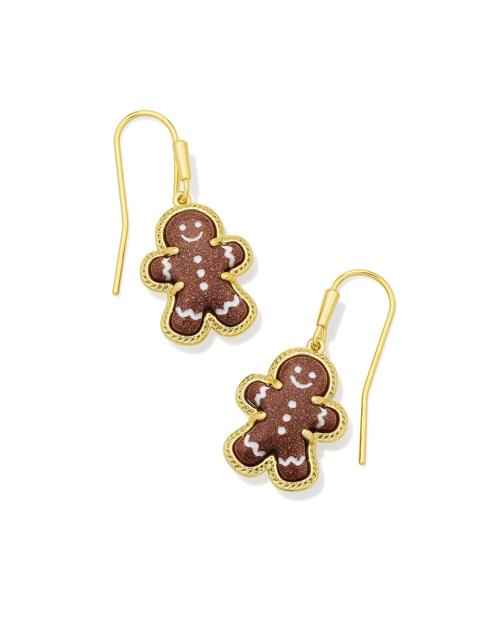 Kendra Scott Gingerbread Drop Earrings – Gold Brown Goldstone - Juli's Wearable Art